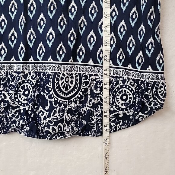 Faded Glory Rayon Tunic 3/4 Sleeve Size 8-10 Youth Blue White Diamond Pattern - Picture 10 of 13